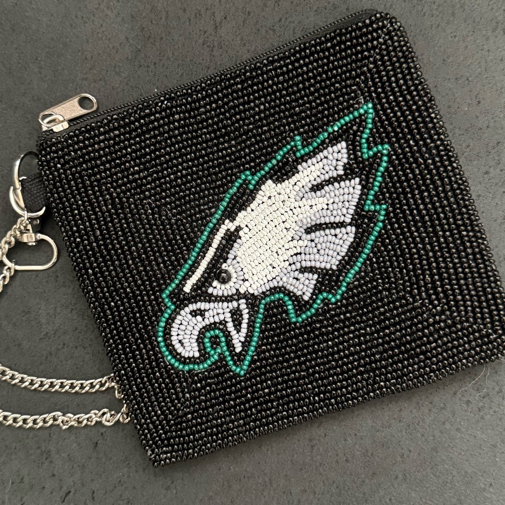 Philadelphia Eagles beaded coin purse